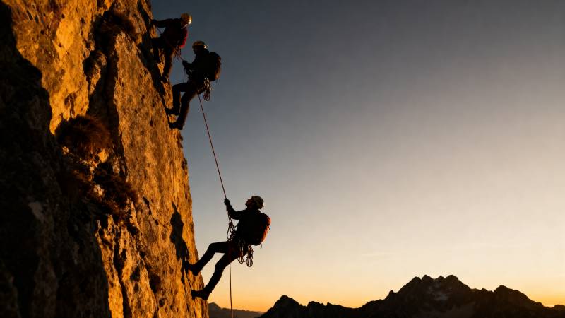 攀岩者挑战峭壁图片