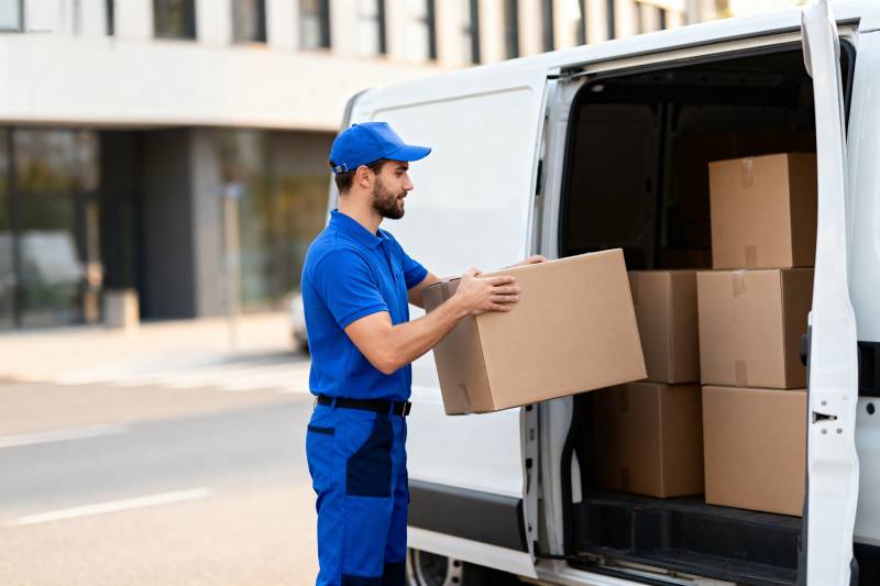 快递员装卸包裹图片