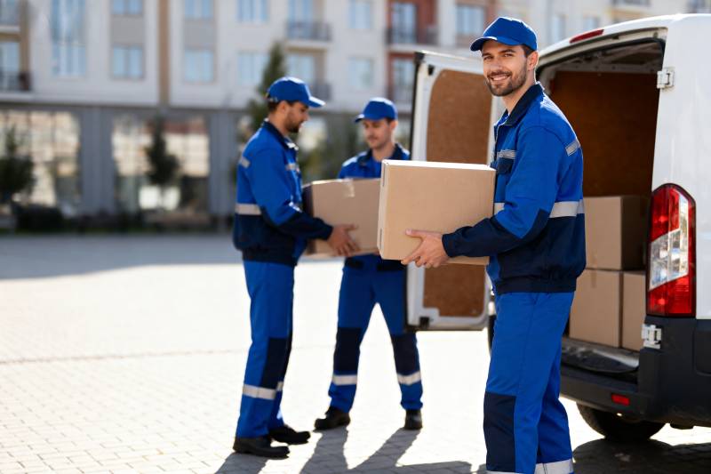 快递员搬运包裹图片