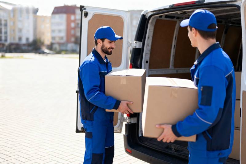 快递员装卸包裹图片