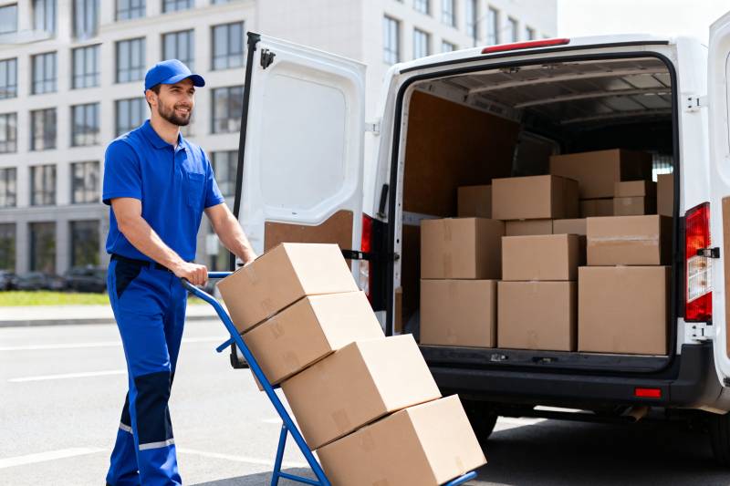 快递员搬运包裹图片