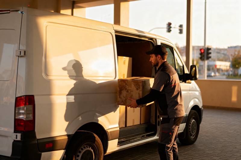 快递员装卸货物图片