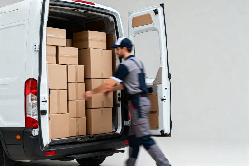 快递员搬运货物图片