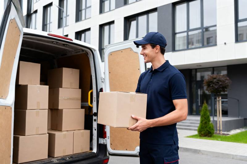 快递员搬运包裹图片