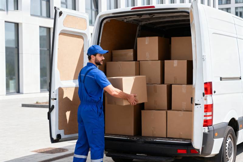 快递员搬运货物图片