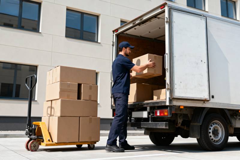 快递员装卸货物图片