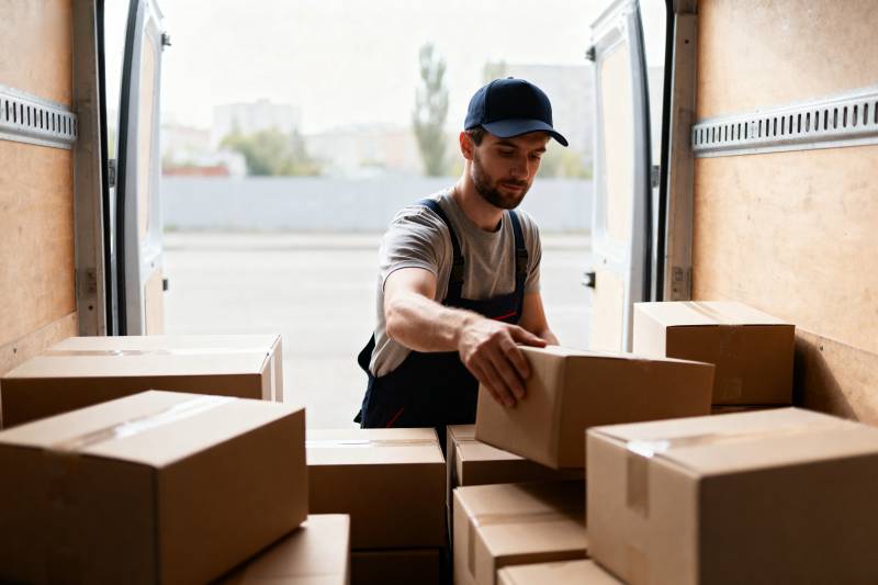 快递员搬运包裹图片