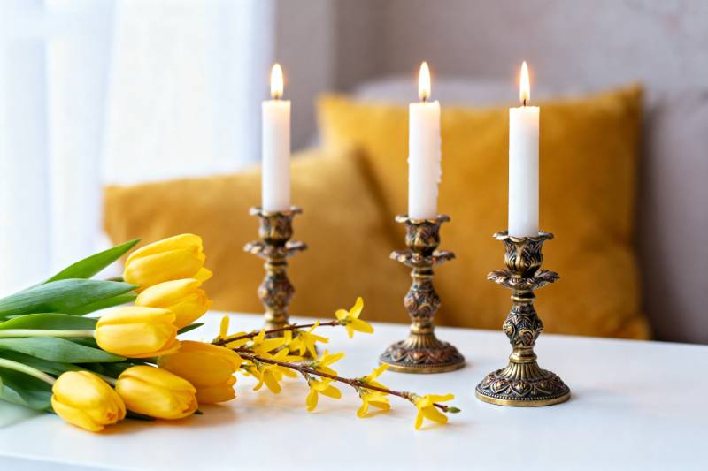 烛光黄郁金香图片