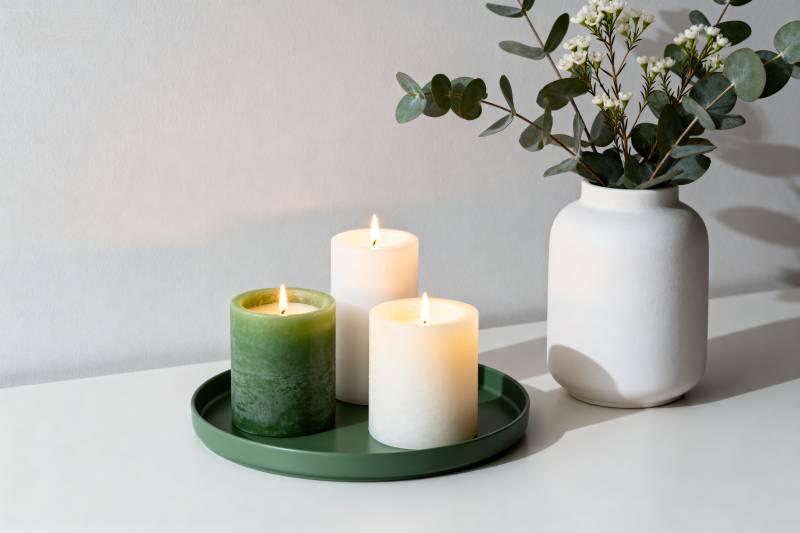 烛光绿植静谧时光图片