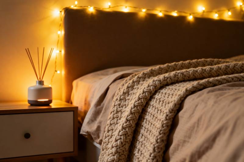 温馨卧室夜景图片