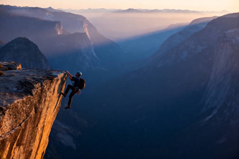 悬崖攀岩者图片