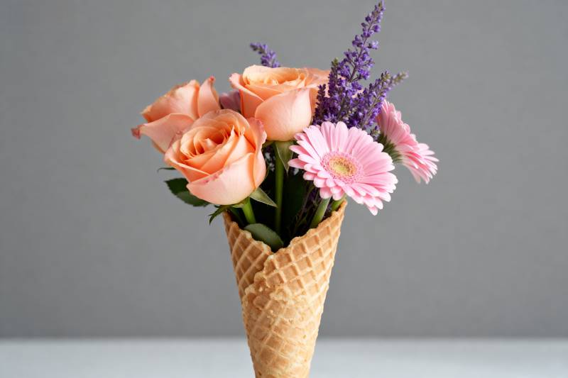 花束冰淇淋锥图片