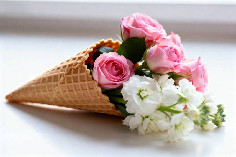 花束冰淇淋锥图片