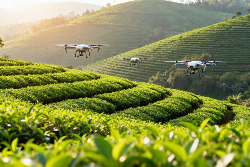 无人机茶园巡检图片