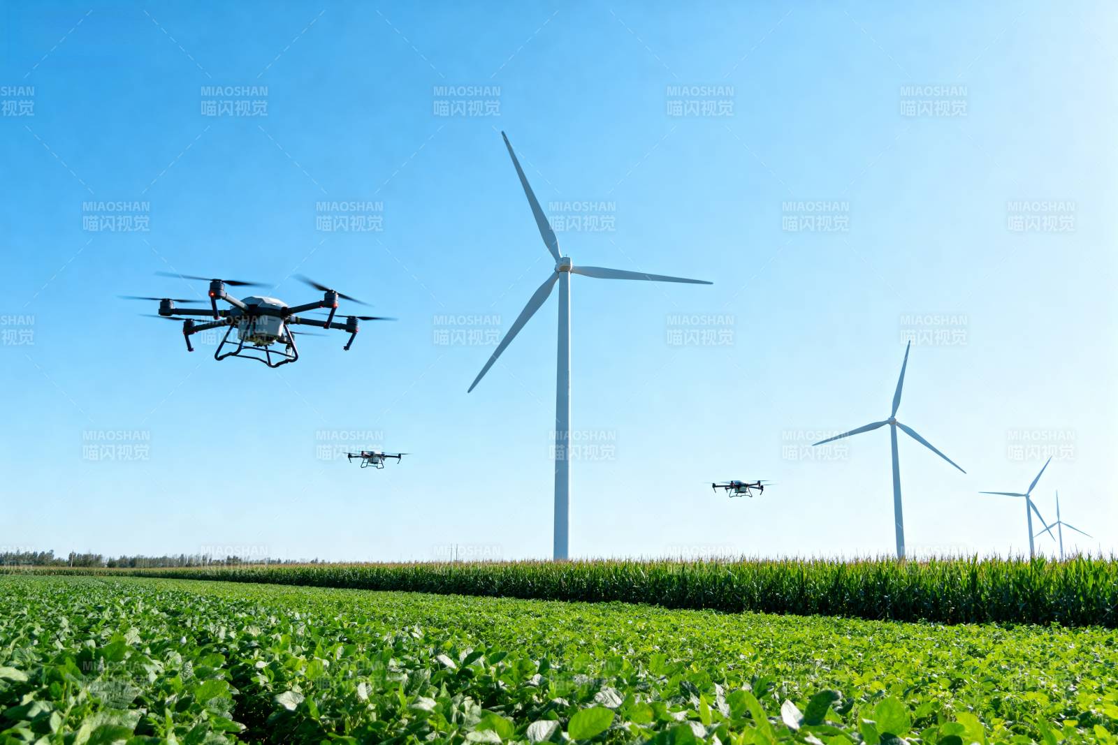 无人机巡田风力发电图片