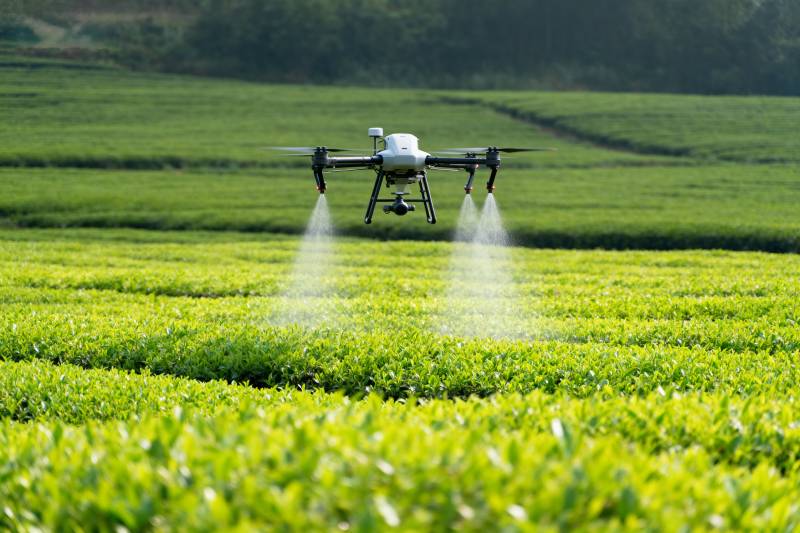 无人机喷洒农田图片
