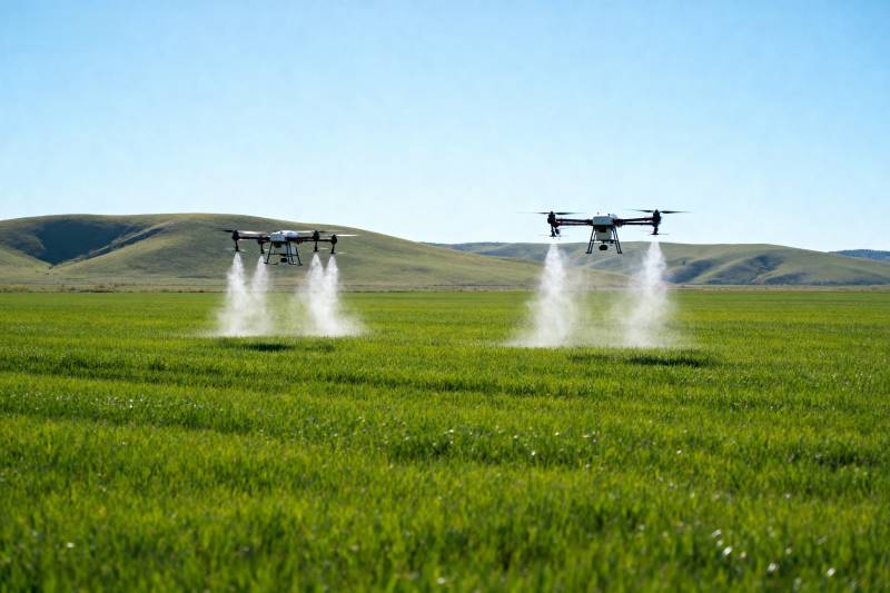 无人机喷洒农田图片