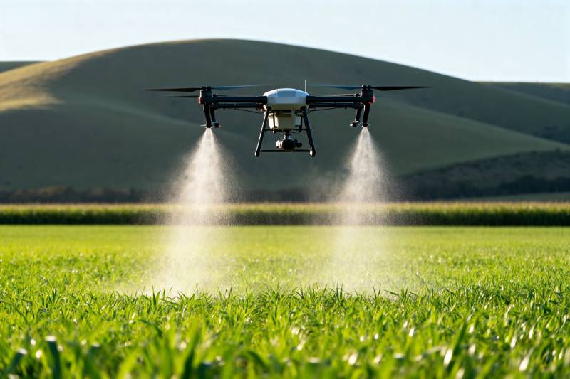 无人机喷洒农田图片