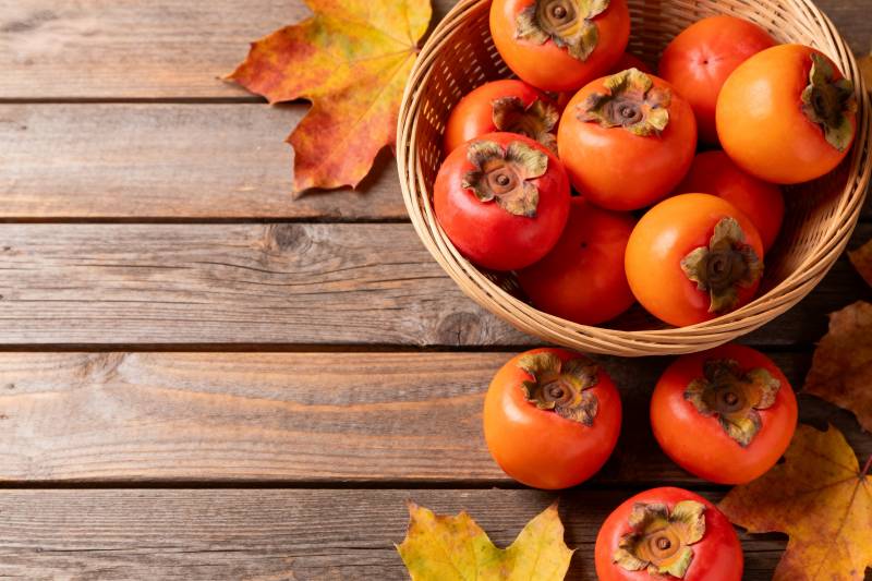 秋日柿子篮图片