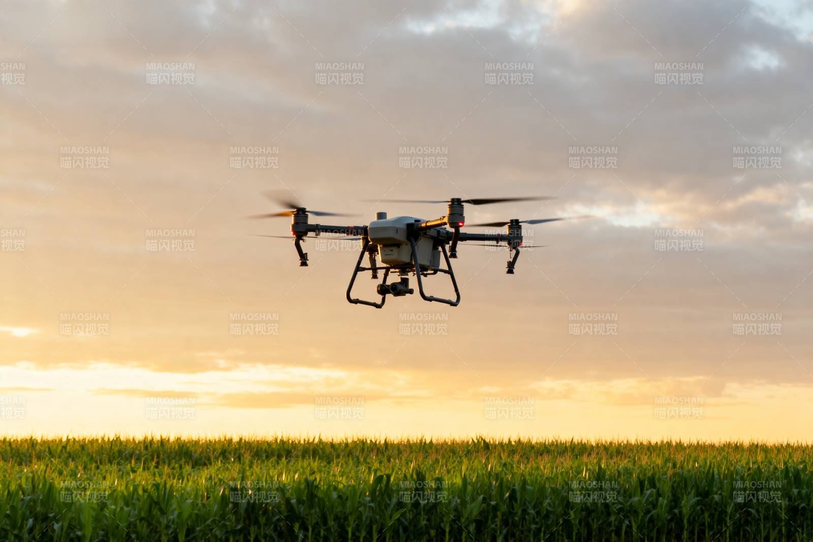 无人机飞越田野图片