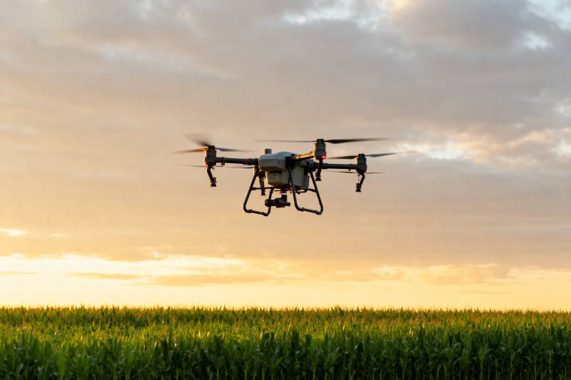 无人机飞越田野图片