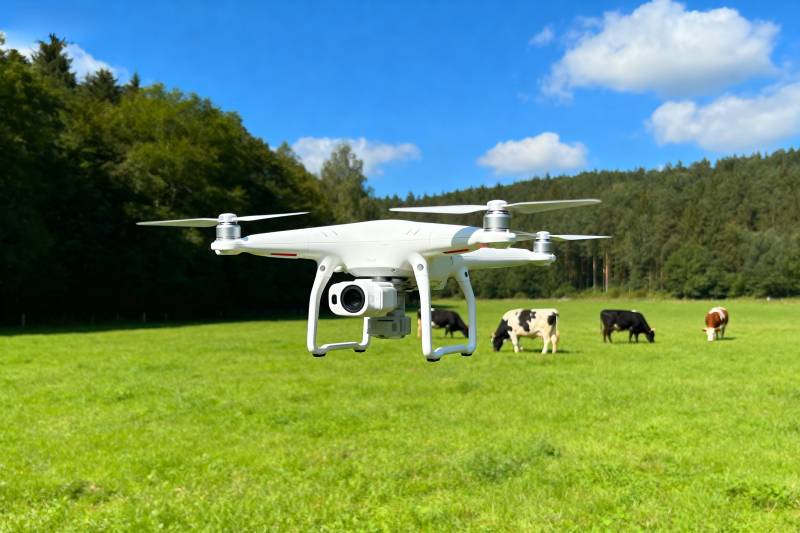 无人机巡田牧牛图片