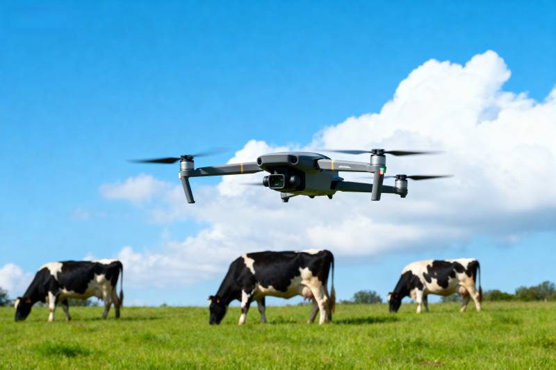 无人机巡田牧牛图片