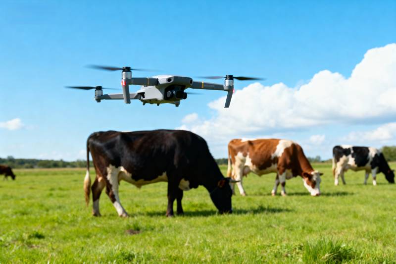 无人机巡田牧牛图片