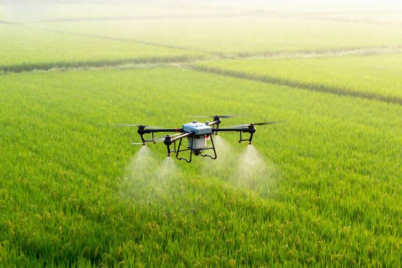无人机喷洒农田图片