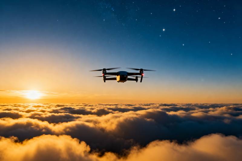 云海之上 无人机翱翔图片