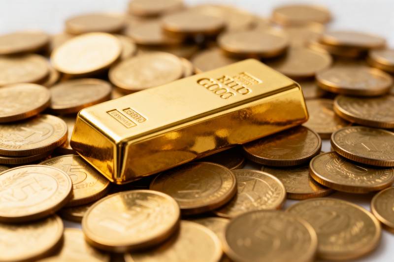 金条与金币堆叠图片