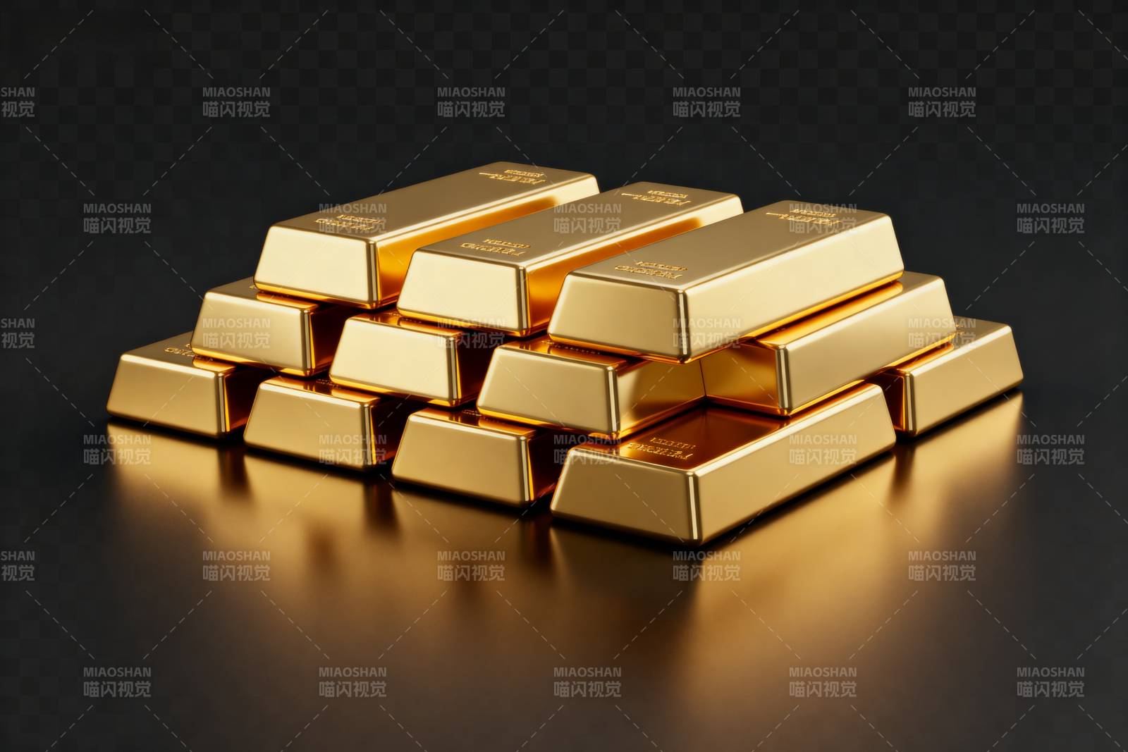 金条堆叠闪耀光芒图片