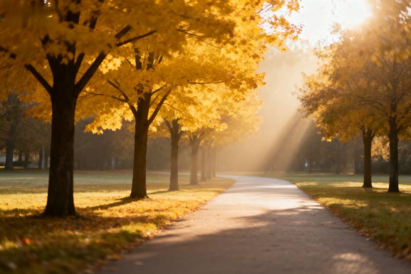 秋日林荫道图片