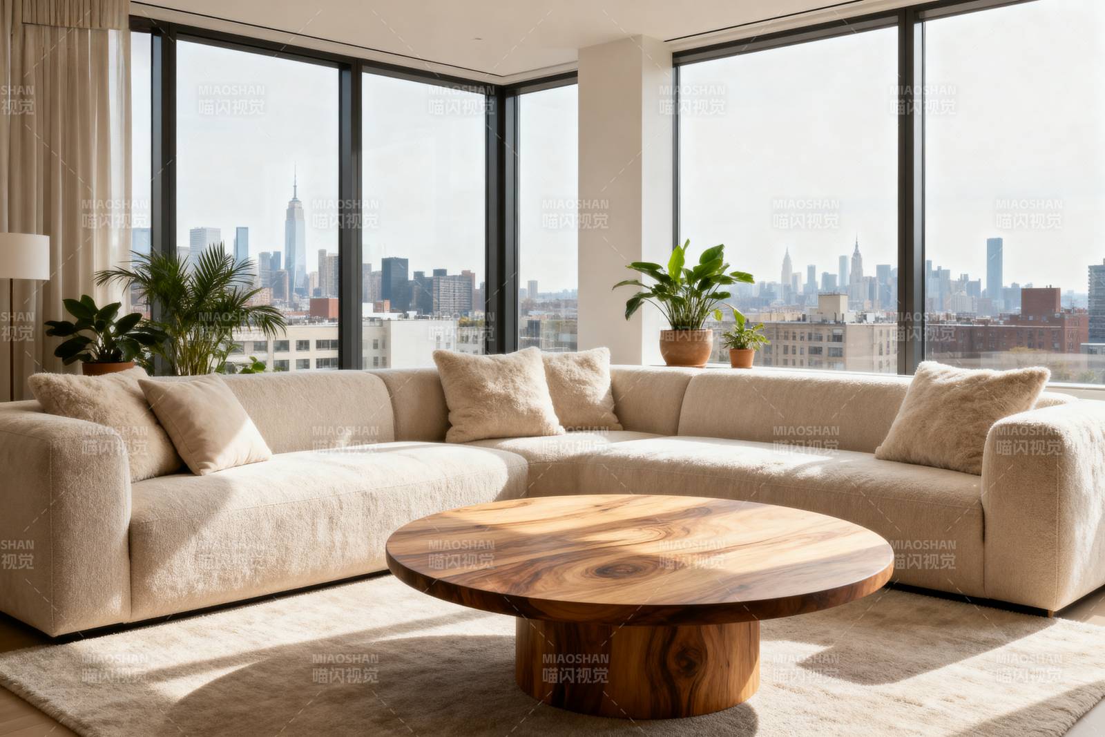 现代客厅全景窗图片