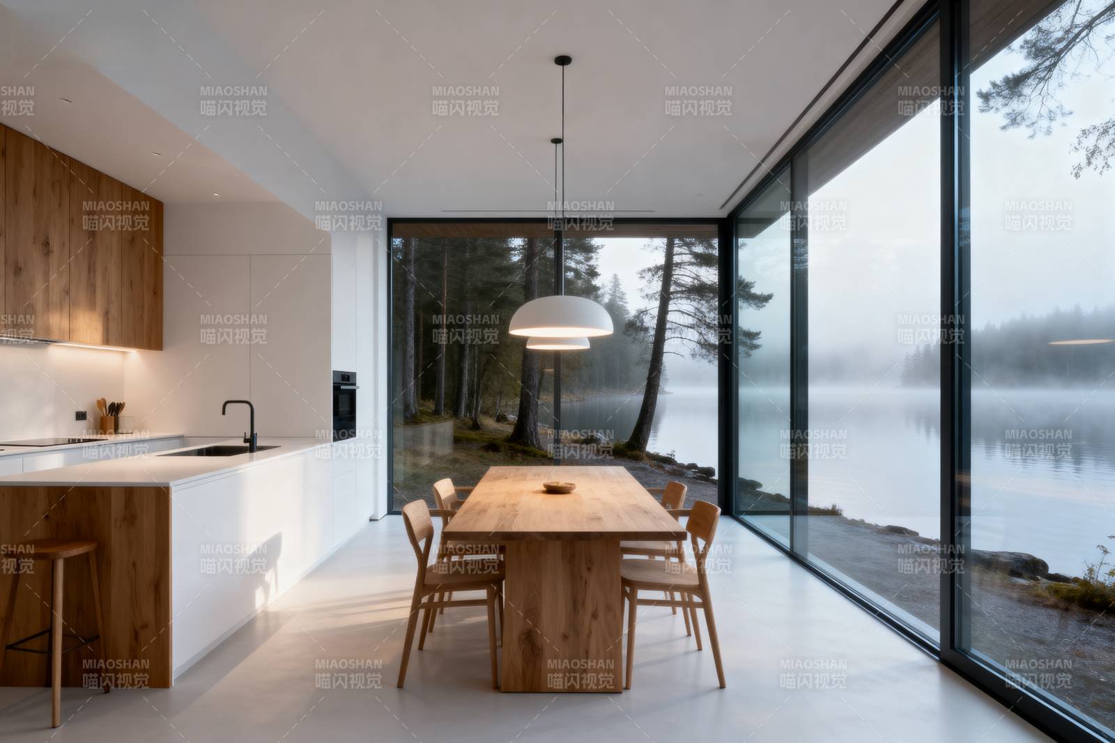 湖畔现代厨房图片