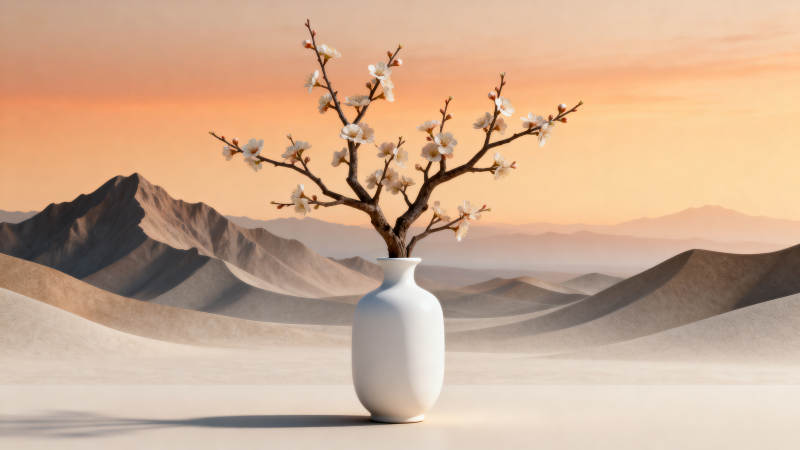 沙漠花枝静景图片