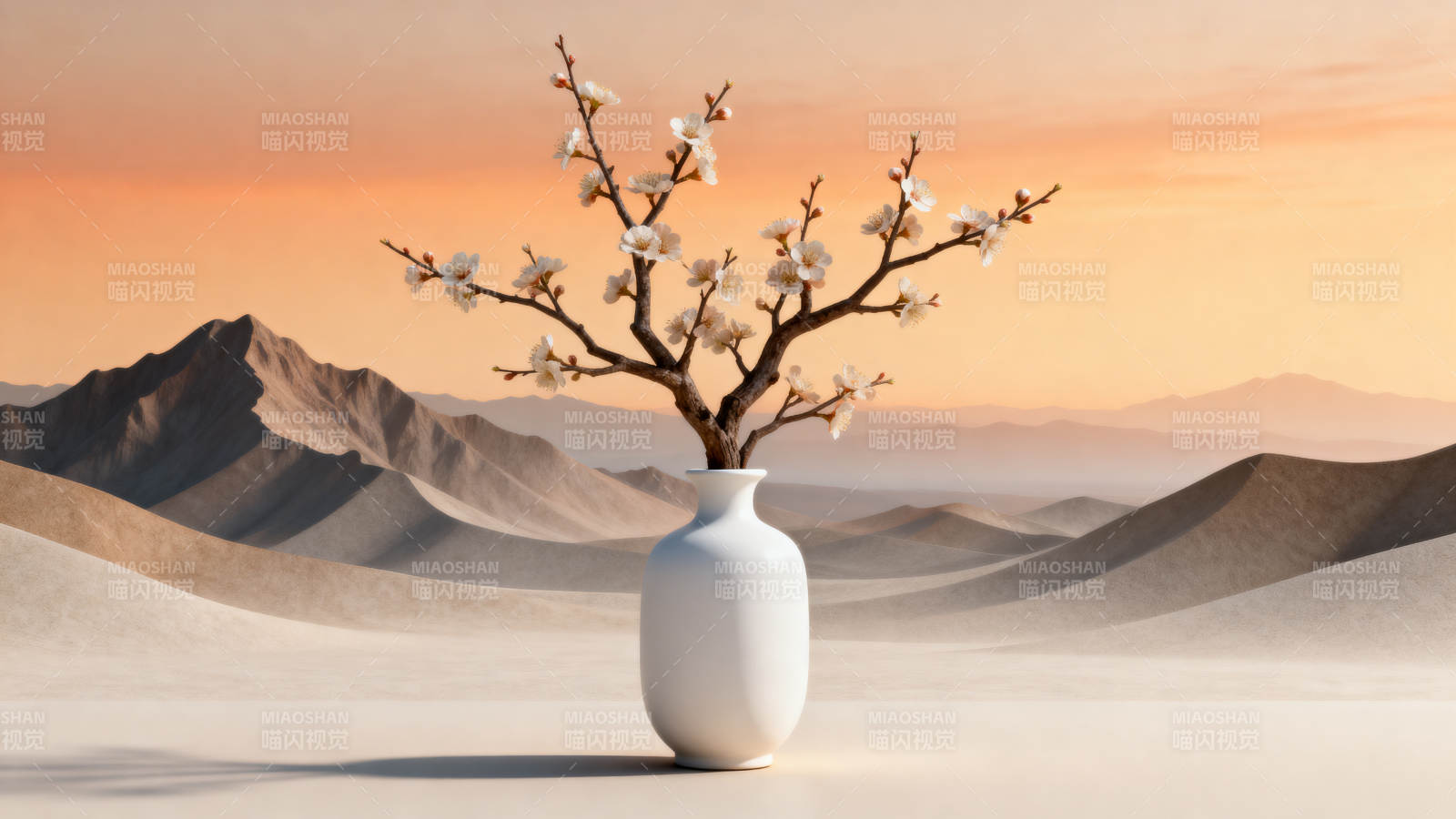 沙漠花枝静景图片