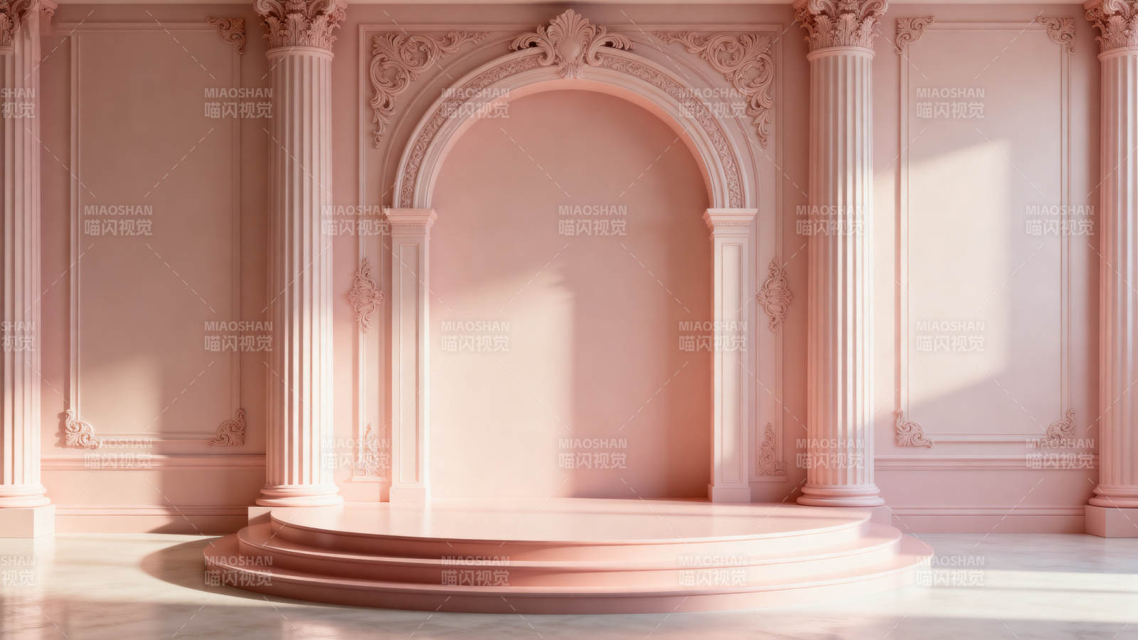 粉色古典拱门舞台图片