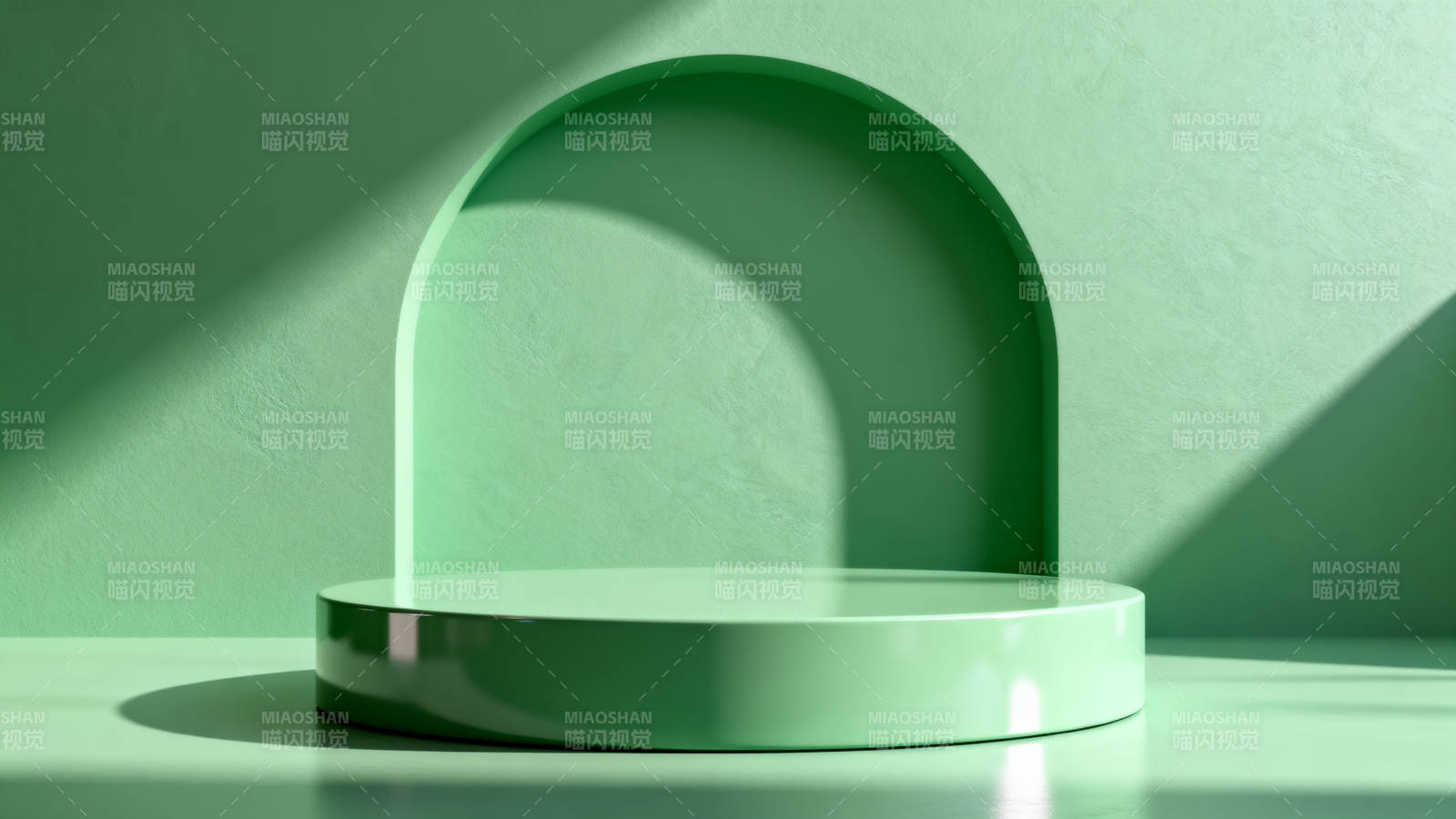 绿色弧形展台图片