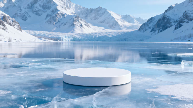 冰湖雪峰静景图片