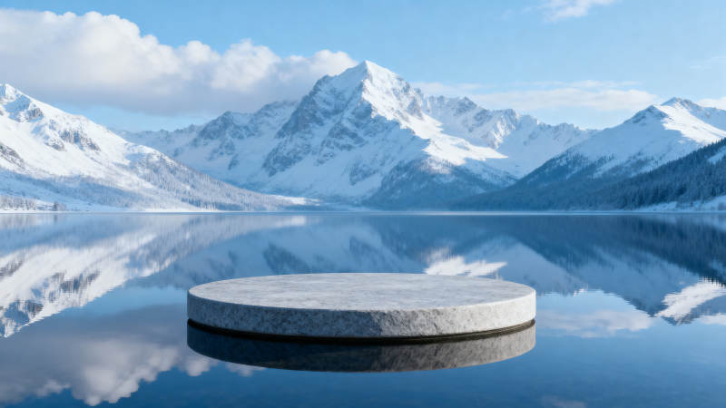 雪山湖畔静谧景图片