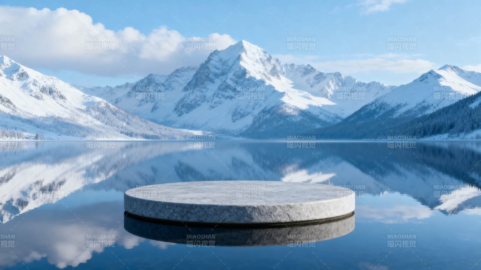 雪山湖畔静谧景图片