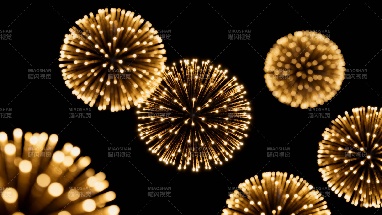 金色烟花绽放夜空图片