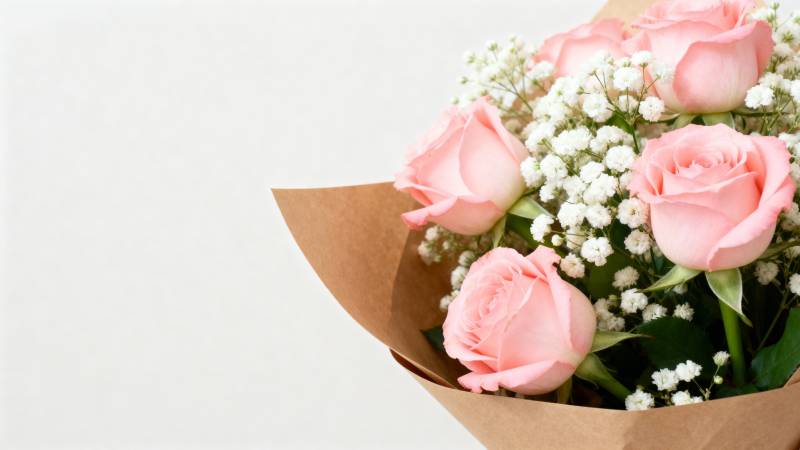 粉玫瑰花束图片