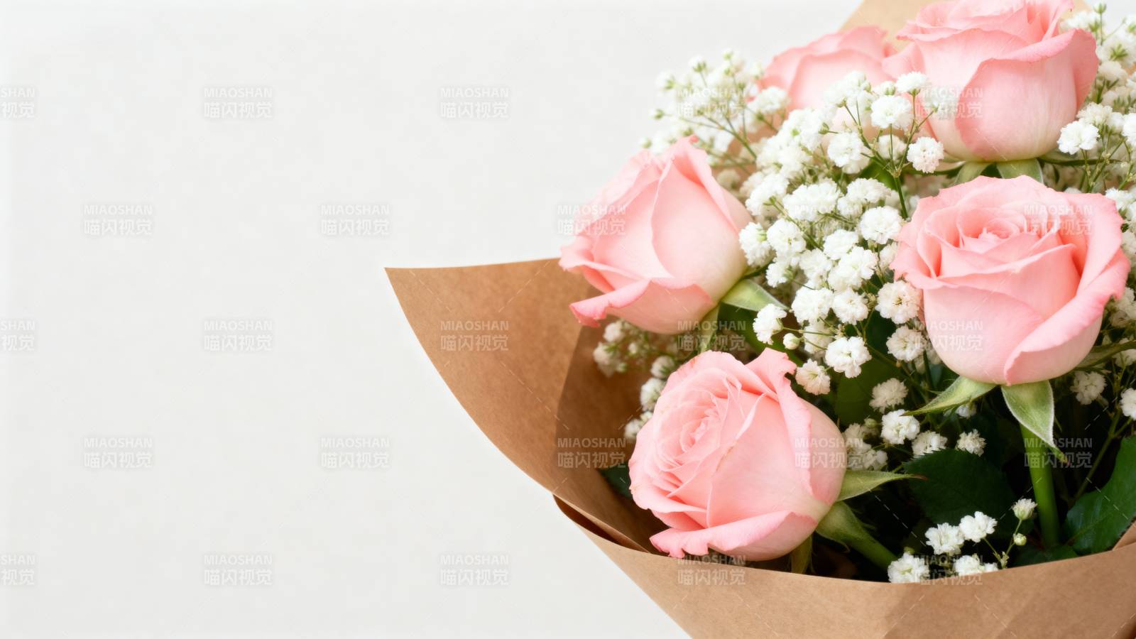 粉玫瑰花束图片