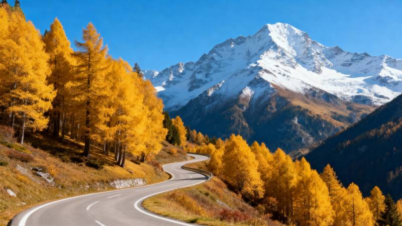 秋山雪峰公路图片