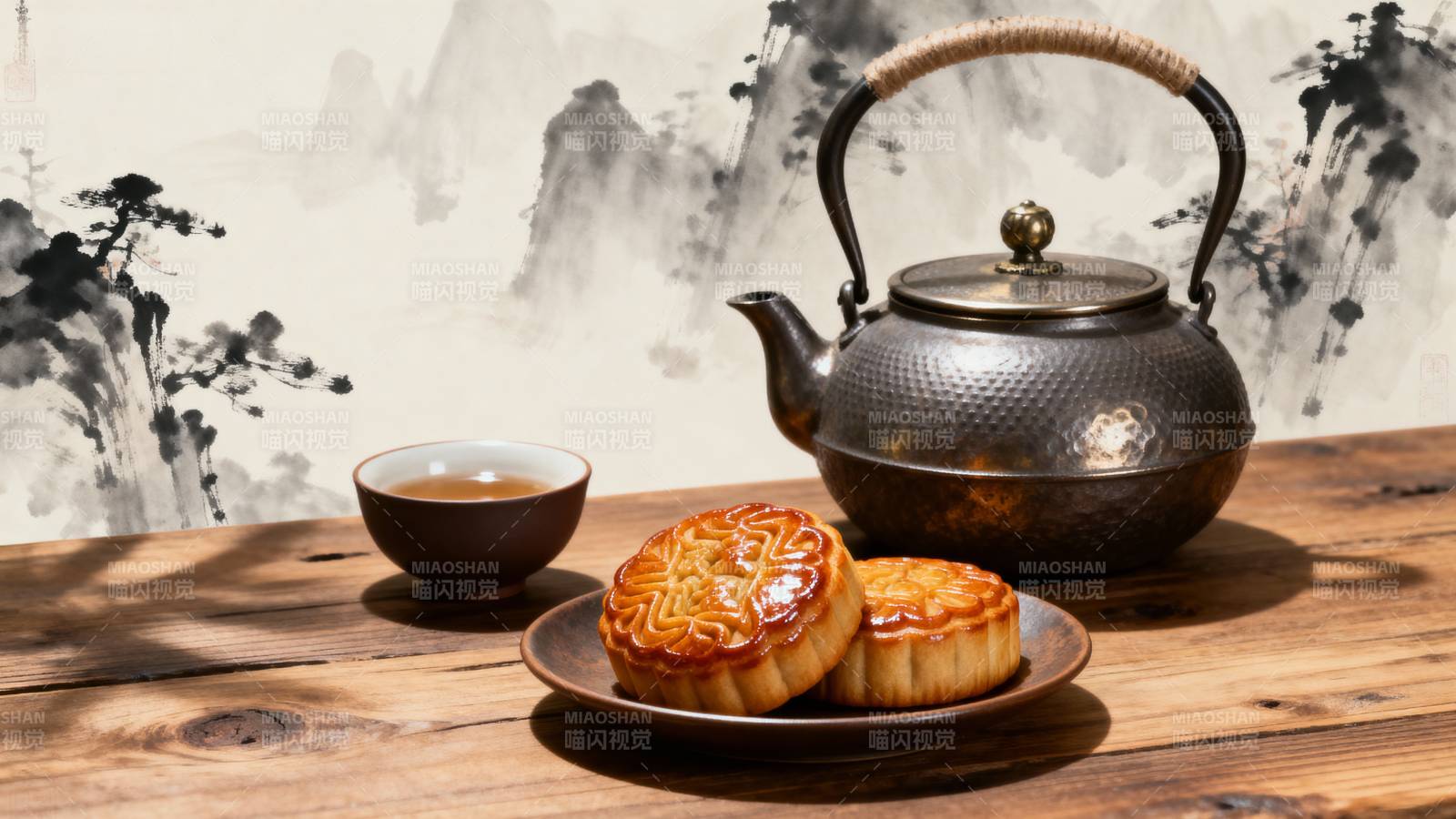 茶香伴月饼图片