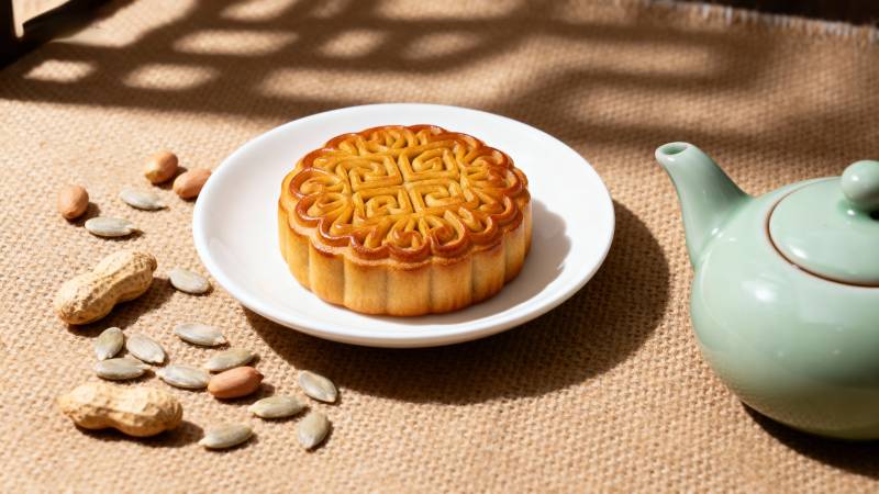 中秋月饼茶香相伴图片