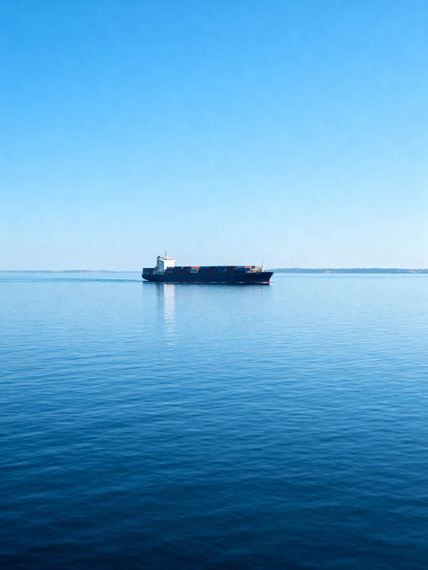 远洋货轮静泊海面图片
