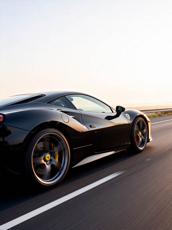 疾驰的黑色跑车图片